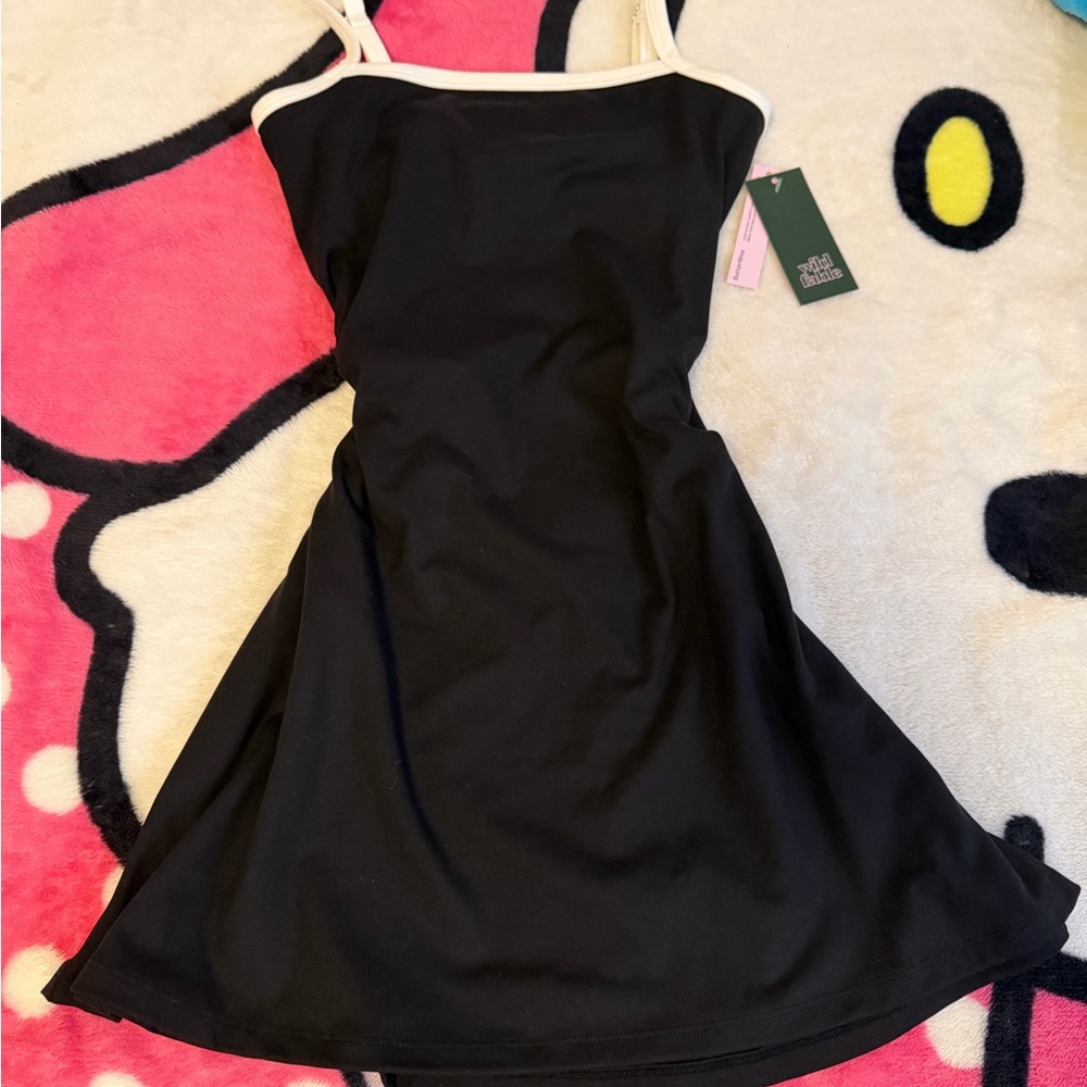 Black Mini Dress with White Trim